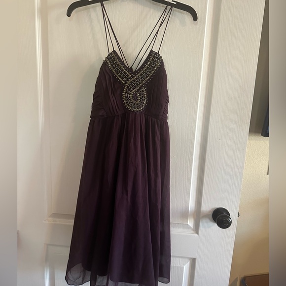 Motherhood Maternity Dresses & Skirts - Motherhood Maternity Deep Purple Beaded Party Midi Dress Size S